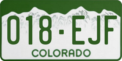 CO license plate 018EJF