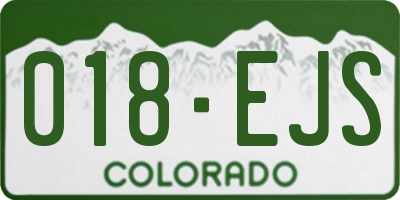 CO license plate 018EJS