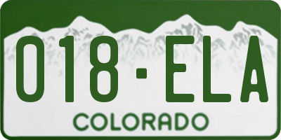 CO license plate 018ELA