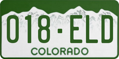 CO license plate 018ELD
