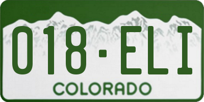 CO license plate 018ELI