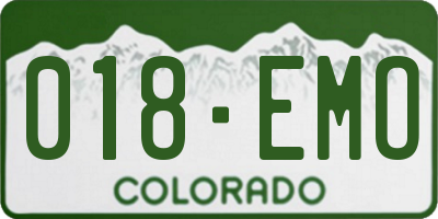 CO license plate 018EMO