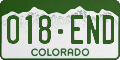 CO license plate 018END