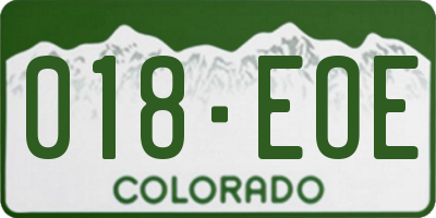 CO license plate 018EOE