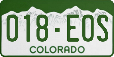 CO license plate 018EOS