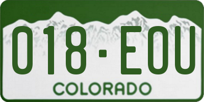CO license plate 018EOU