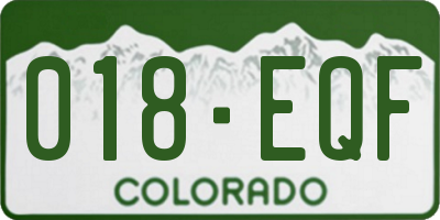CO license plate 018EQF
