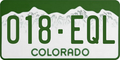 CO license plate 018EQL