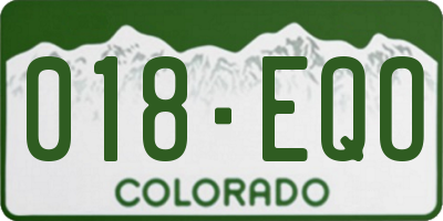 CO license plate 018EQO