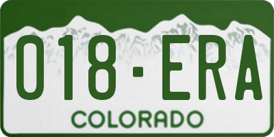 CO license plate 018ERA