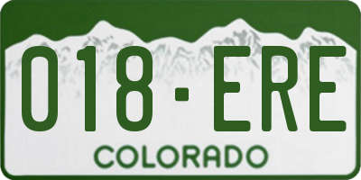 CO license plate 018ERE