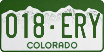 CO license plate 018ERY