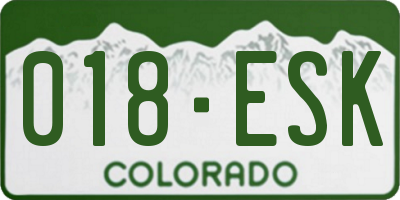 CO license plate 018ESK