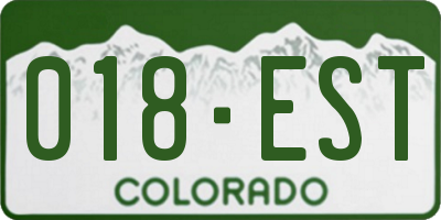 CO license plate 018EST