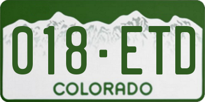 CO license plate 018ETD