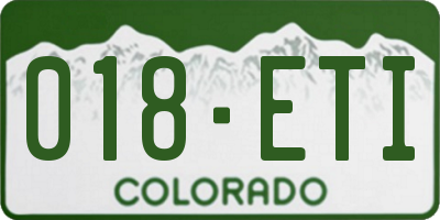 CO license plate 018ETI