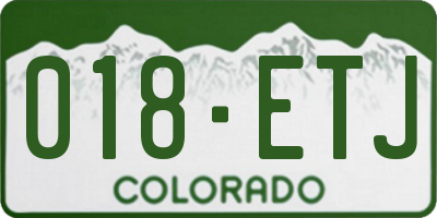 CO license plate 018ETJ
