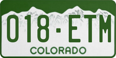 CO license plate 018ETM