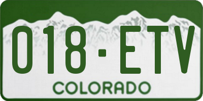 CO license plate 018ETV