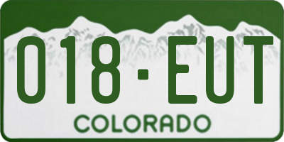 CO license plate 018EUT