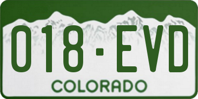CO license plate 018EVD