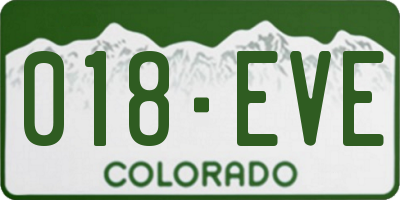 CO license plate 018EVE