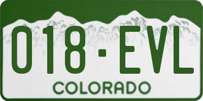 CO license plate 018EVL