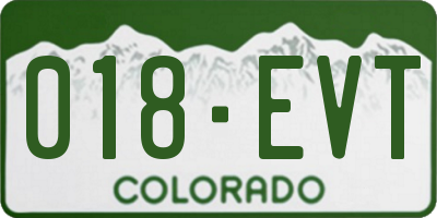 CO license plate 018EVT