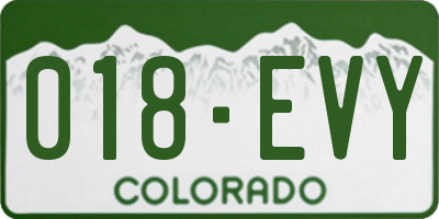 CO license plate 018EVY