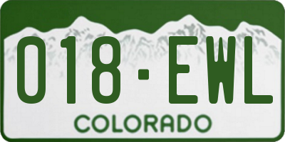 CO license plate 018EWL