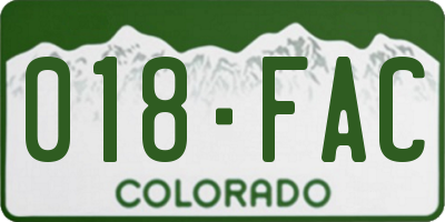 CO license plate 018FAC
