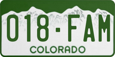 CO license plate 018FAM