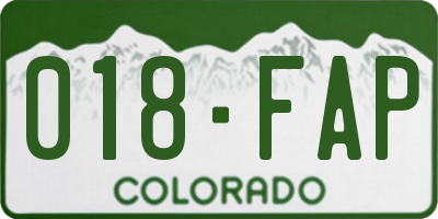 CO license plate 018FAP