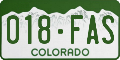 CO license plate 018FAS