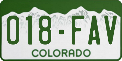 CO license plate 018FAV