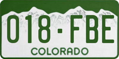 CO license plate 018FBE