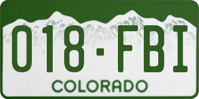 CO license plate 018FBI