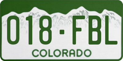 CO license plate 018FBL