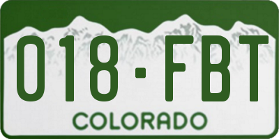 CO license plate 018FBT