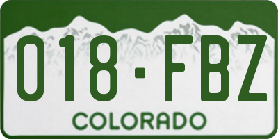 CO license plate 018FBZ