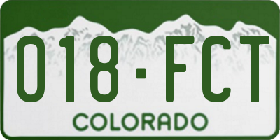 CO license plate 018FCT