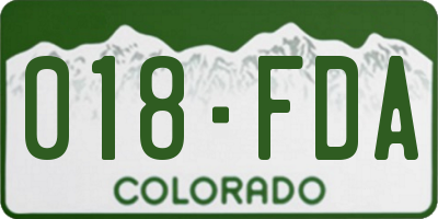 CO license plate 018FDA