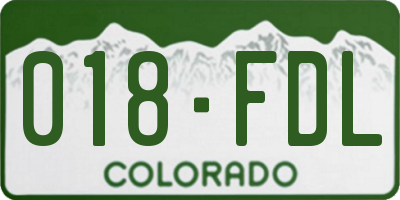 CO license plate 018FDL