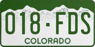 CO license plate 018FDS
