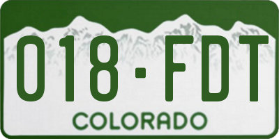 CO license plate 018FDT