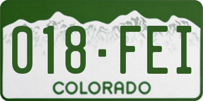 CO license plate 018FEI