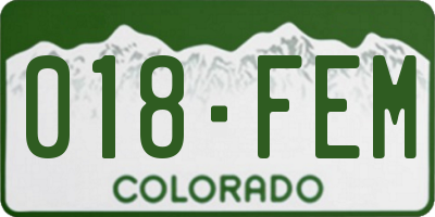 CO license plate 018FEM