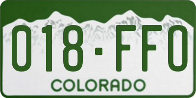 CO license plate 018FFO