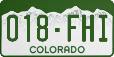 CO license plate 018FHI