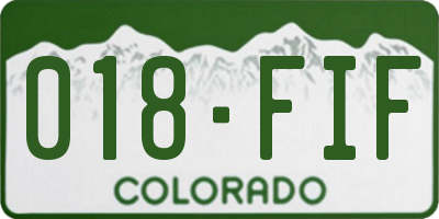 CO license plate 018FIF
